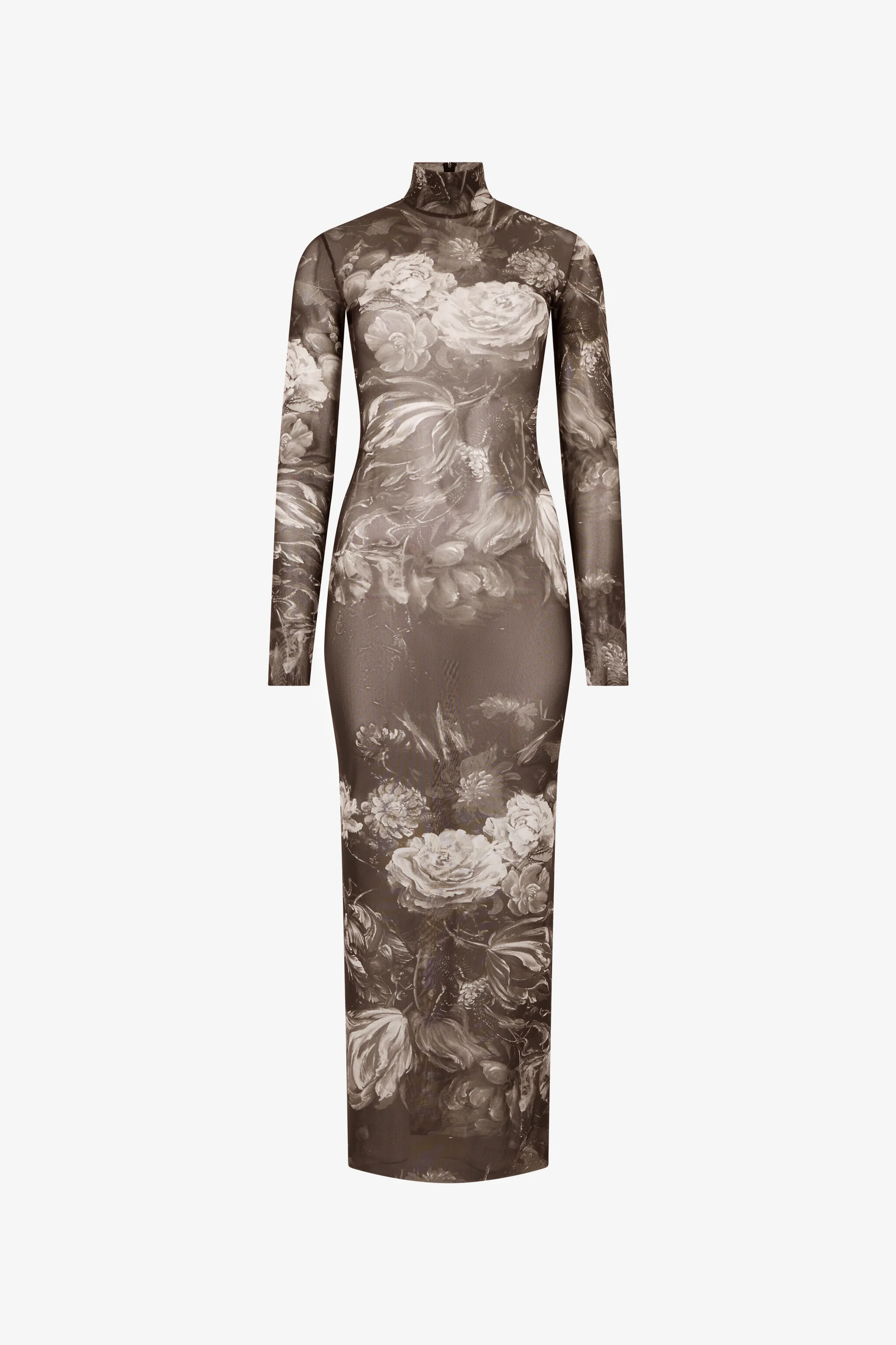 Laminated Tulle Dress With Fiammingo Flowers Print - 1