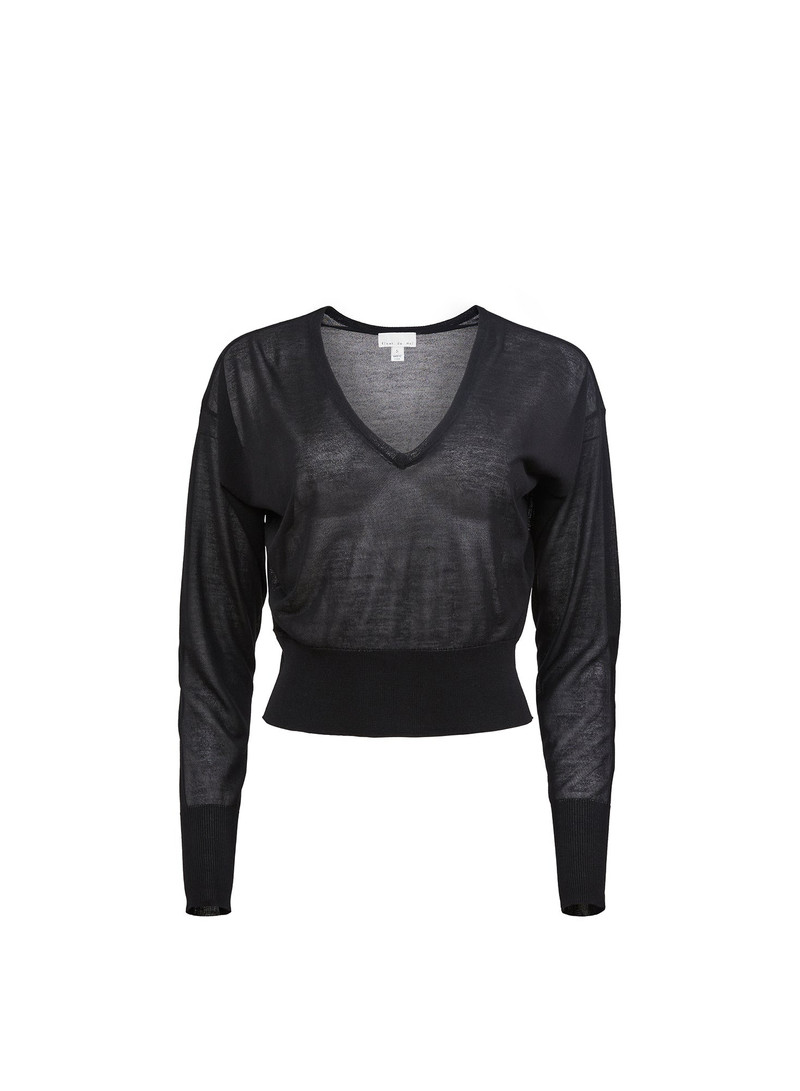 Sheer Knit V-Neck Sweater 4