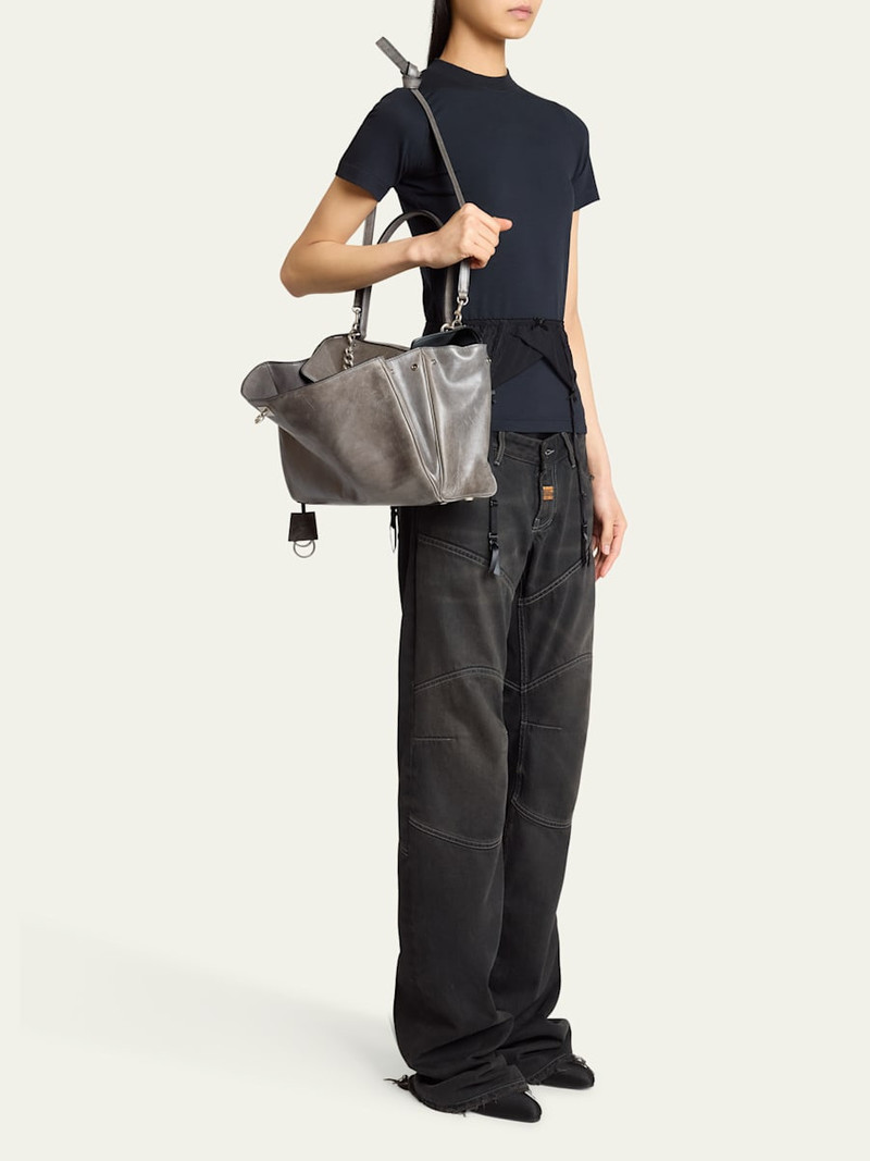 Rodeo Medium Leather Top-Handle Bag with Charms 5