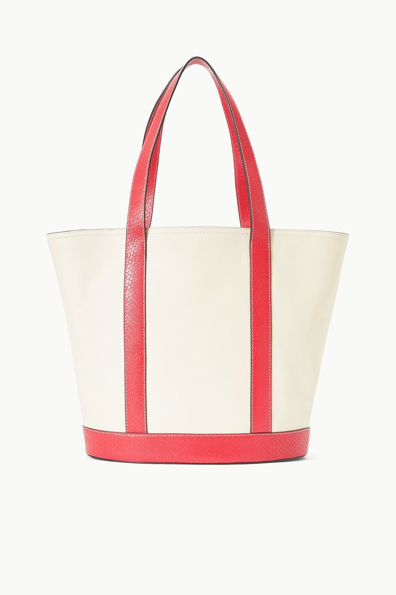 STAUD ALLORA TOTE CREAM RED ROSE 1