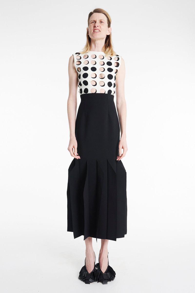 TOP WITH LAYERED CIRCULAR CUTOUTS WHITE BLACK 1