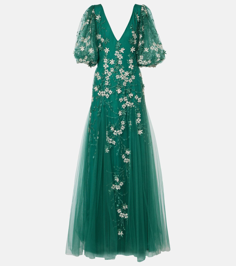 Floral-appliqué tulle and lurex® gown - 1