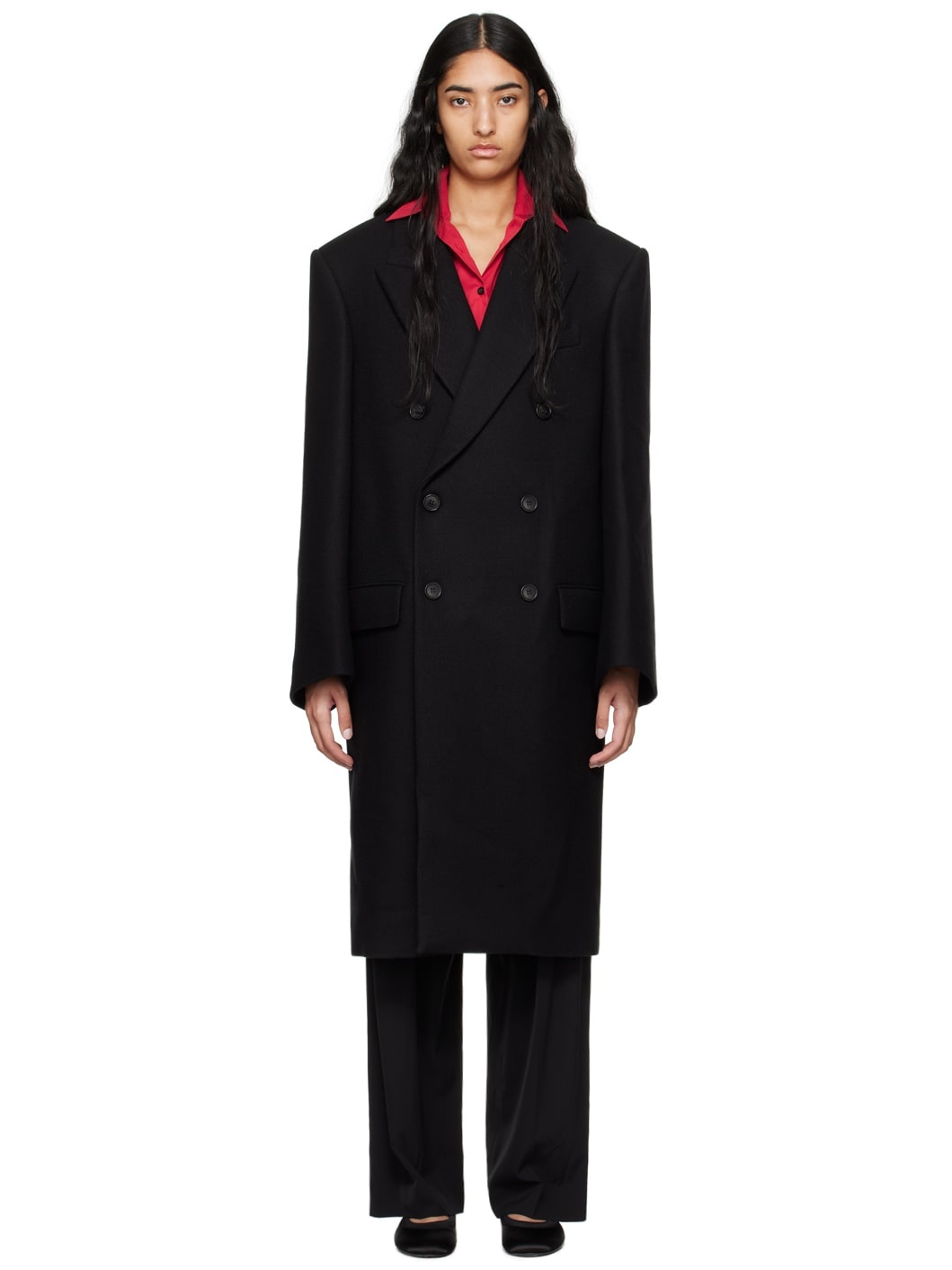 Black Hailey Bieber Edition Double-Breasted Coat - 1