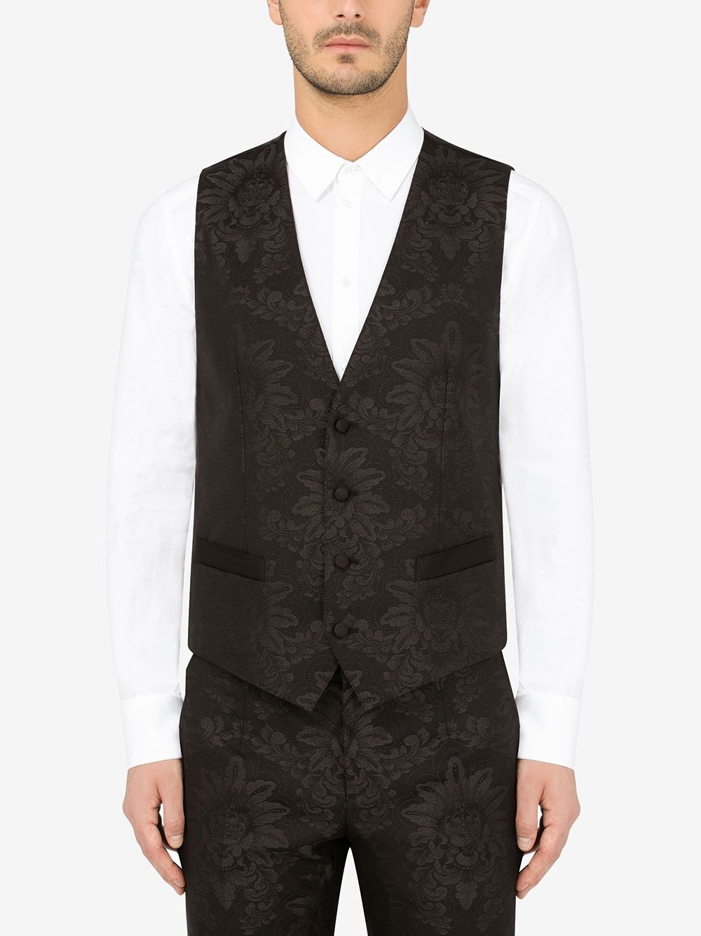 patterned-jacquard single-breasted suit - 6