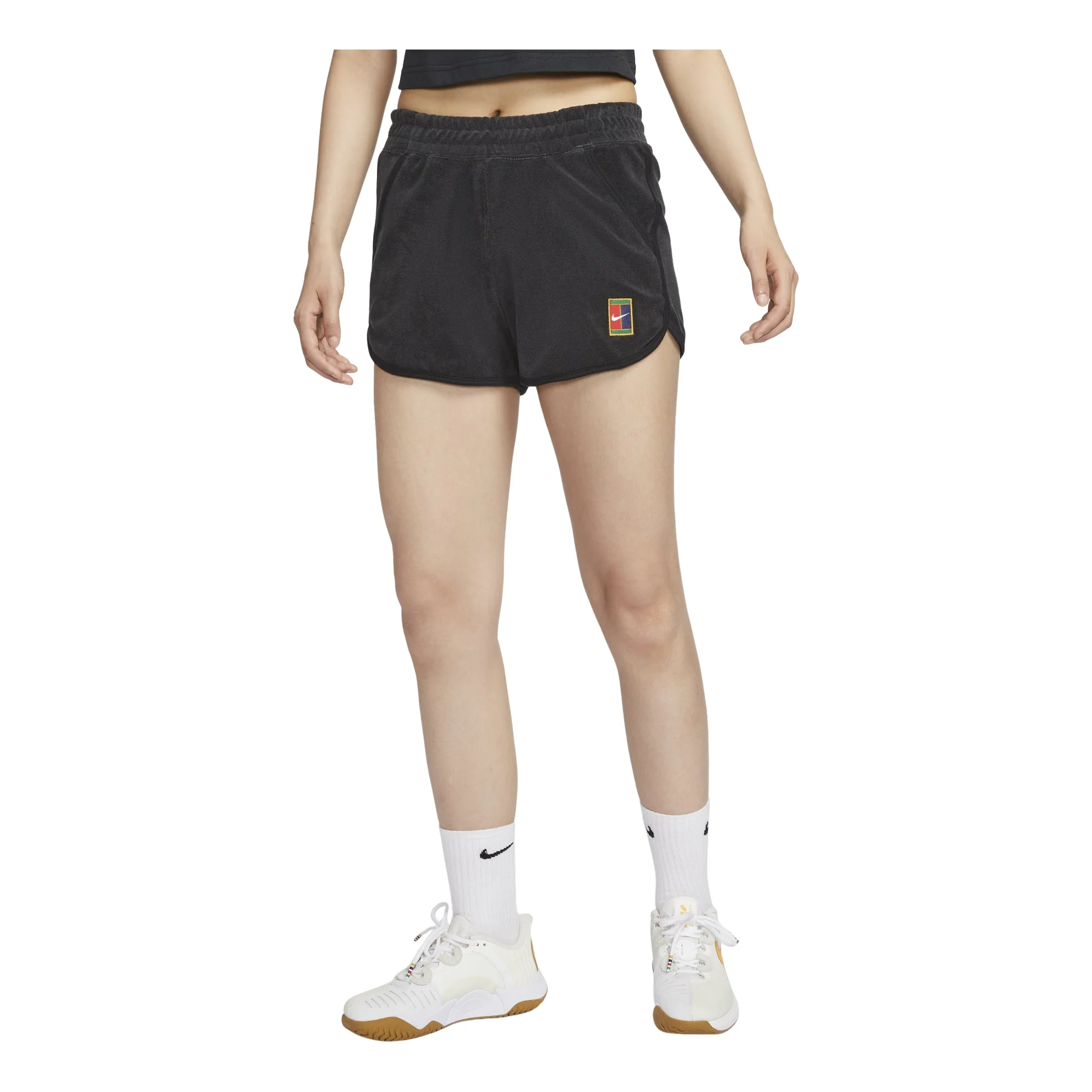 (WMNS) NikeCourt Heritage Mid-Rise French Terry Tennis Shorts Asia Sizing 'Black' FQ2283-010 - 1