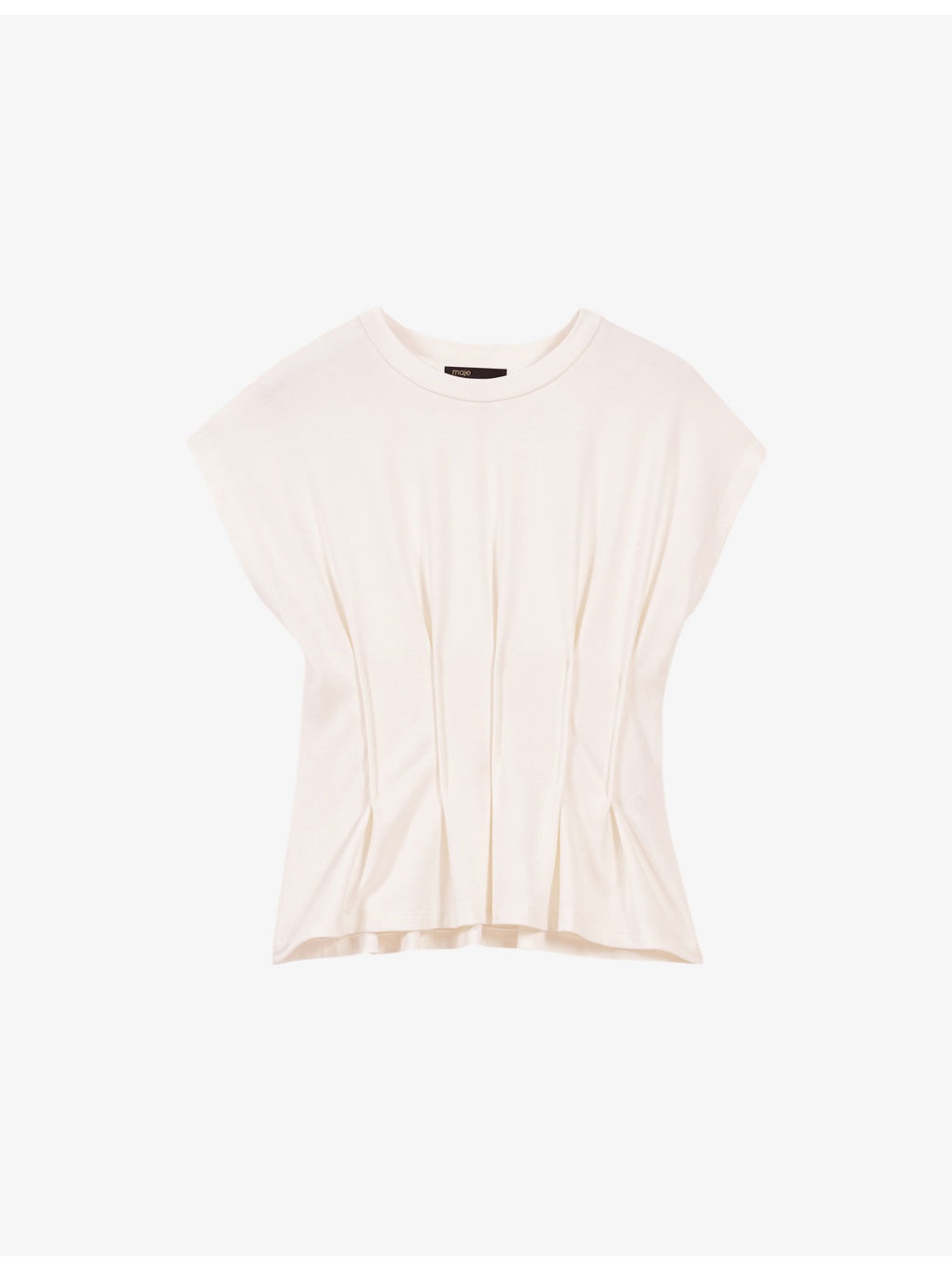 Fitted-Bodice Short-Sleeved Stretch-Woven T-Shirt - 1