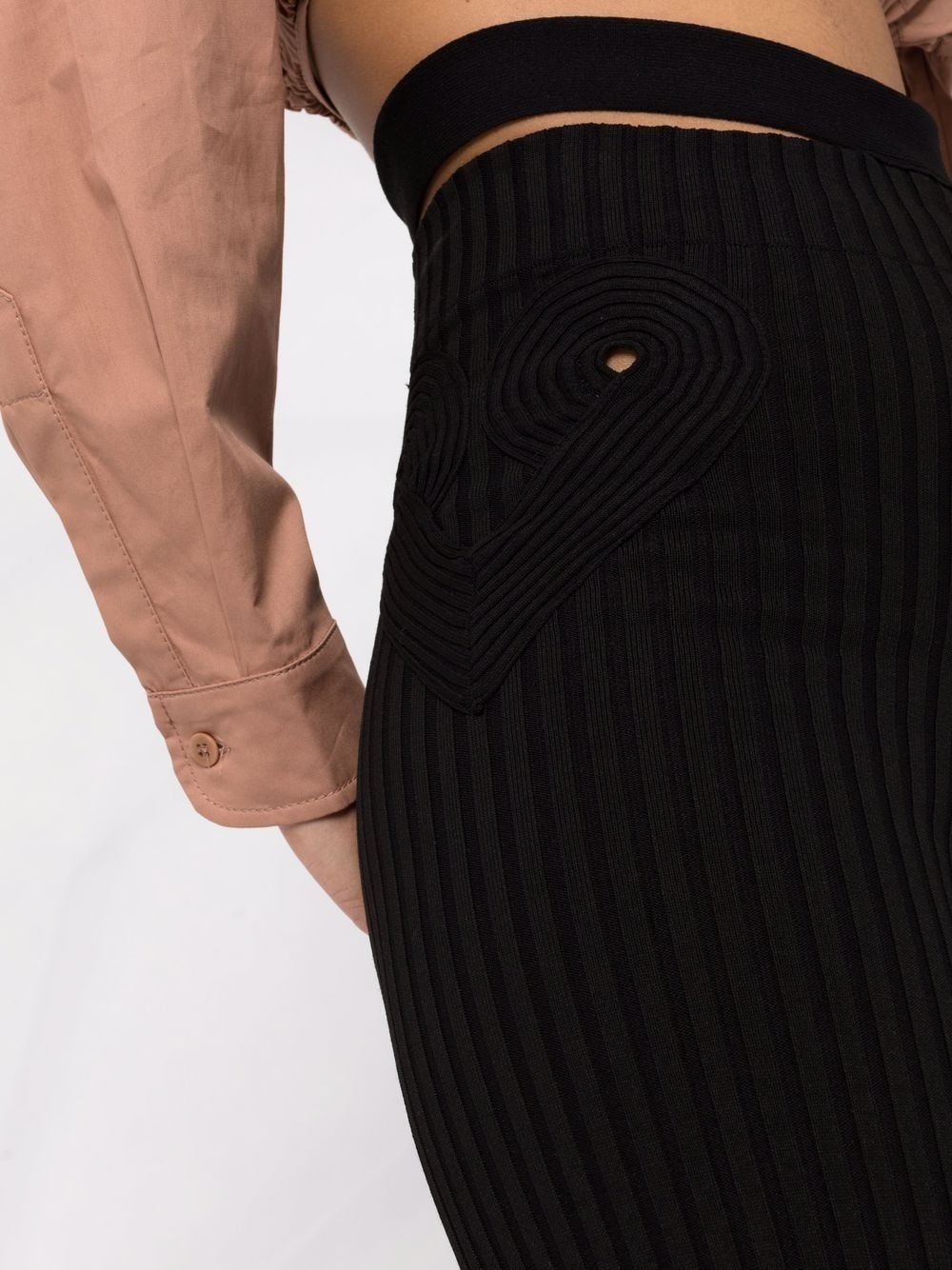 ribbed-knit bootcut trousers - 3