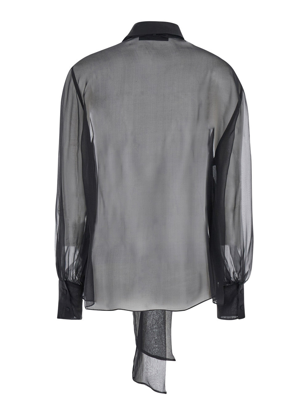 Valentino Women Black Shirt With Classic Collar And Neck Scarf In Silk Woman - 2