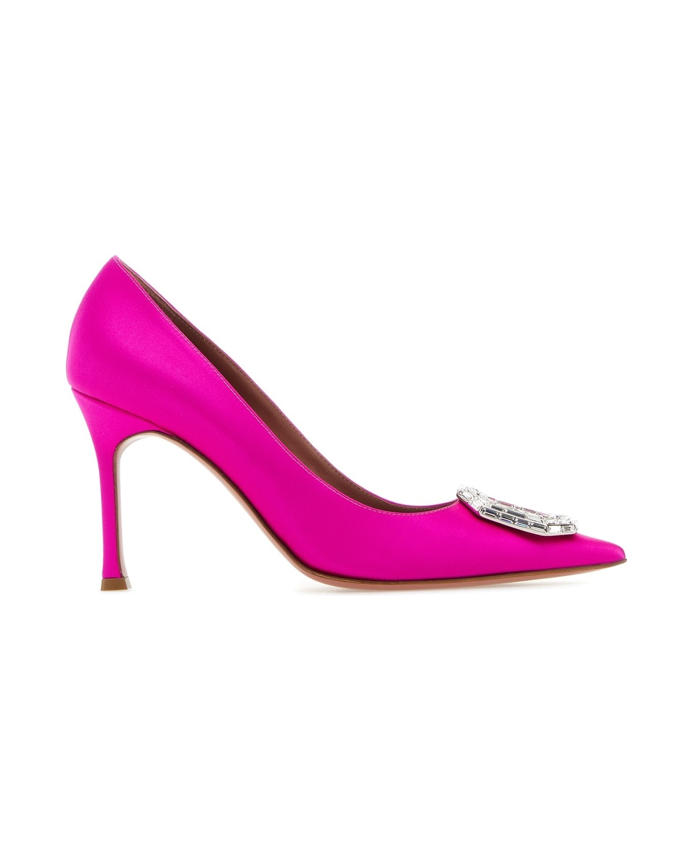 Fuchsia Satin Camelia Pumps - 1