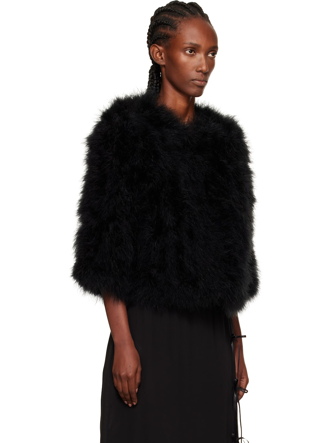 Black Short Feather Jacket - 2