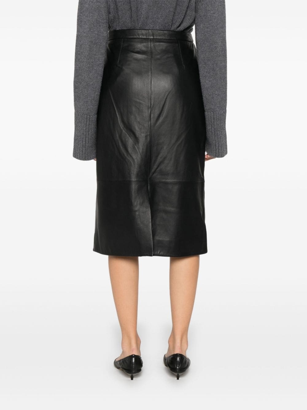 pencil leather midi skirt - 4