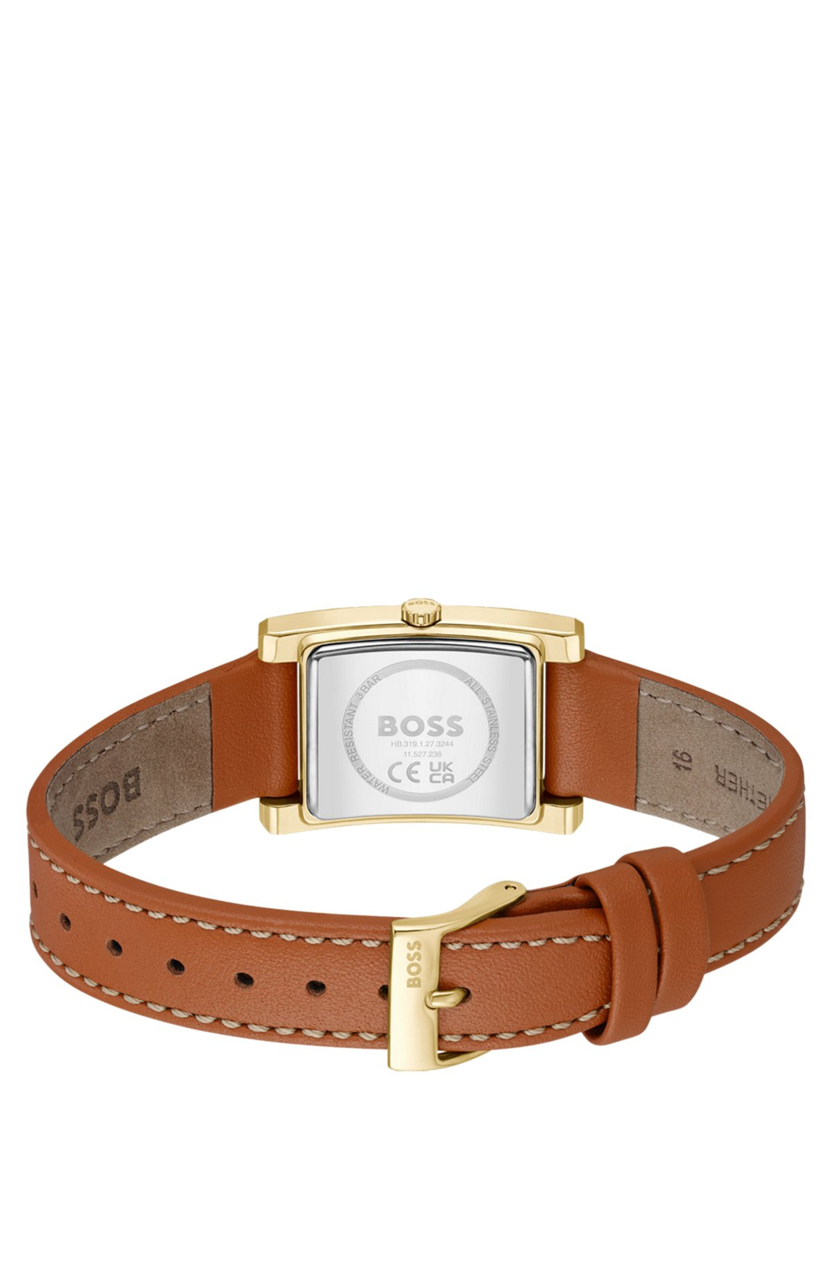 LEATHER-STRAP WATCH WITH BRUSHED SILVER-WHITE DIAL - 3