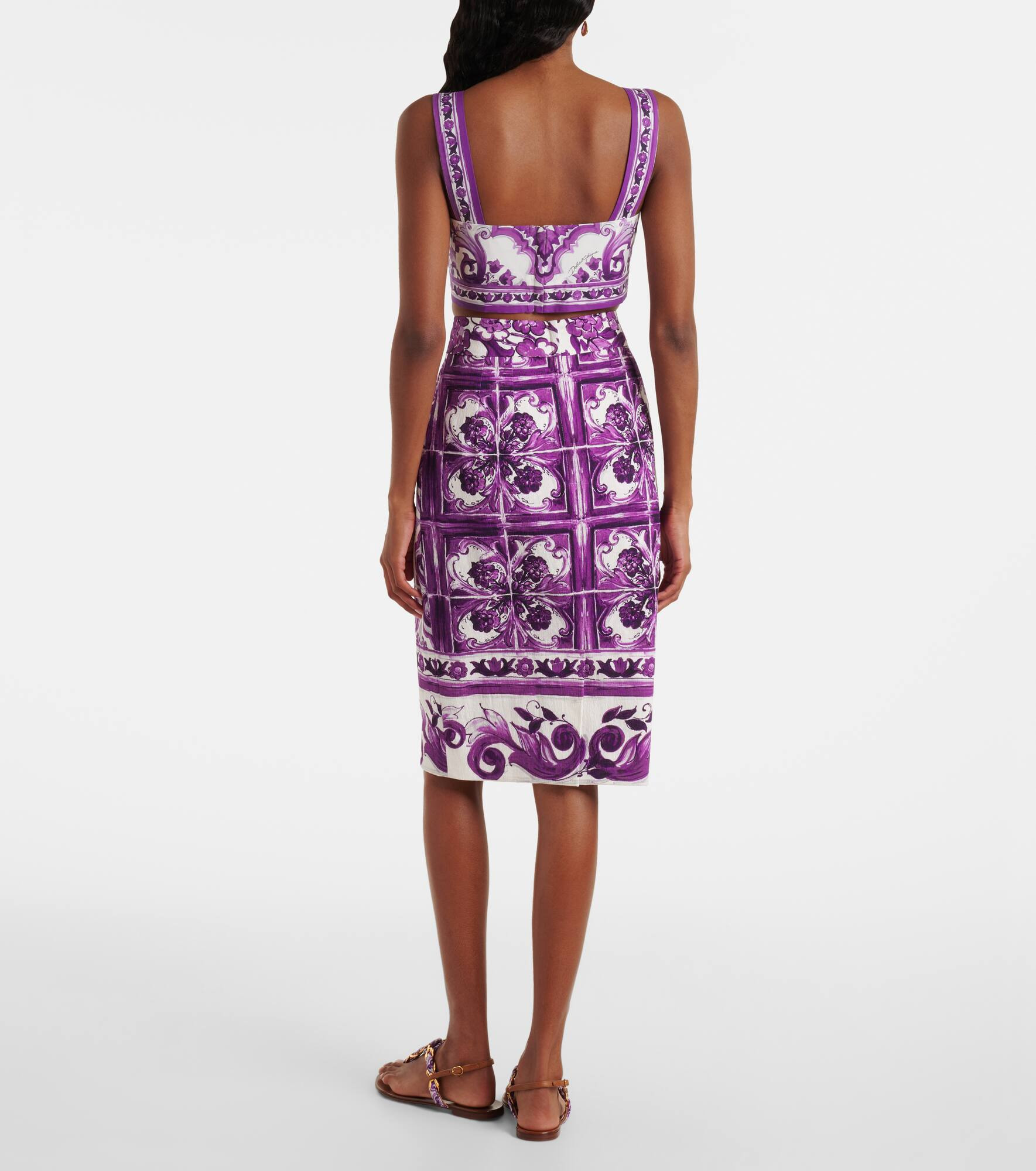 Majolica silk-blend pencil skirt - 3