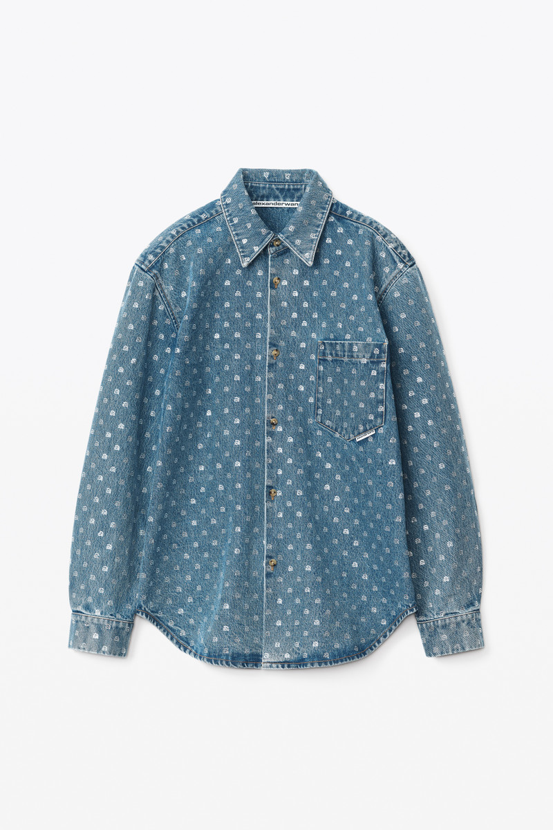 CRYSTAL A UNISEX OVERSIZED DENIM SHIRT 1