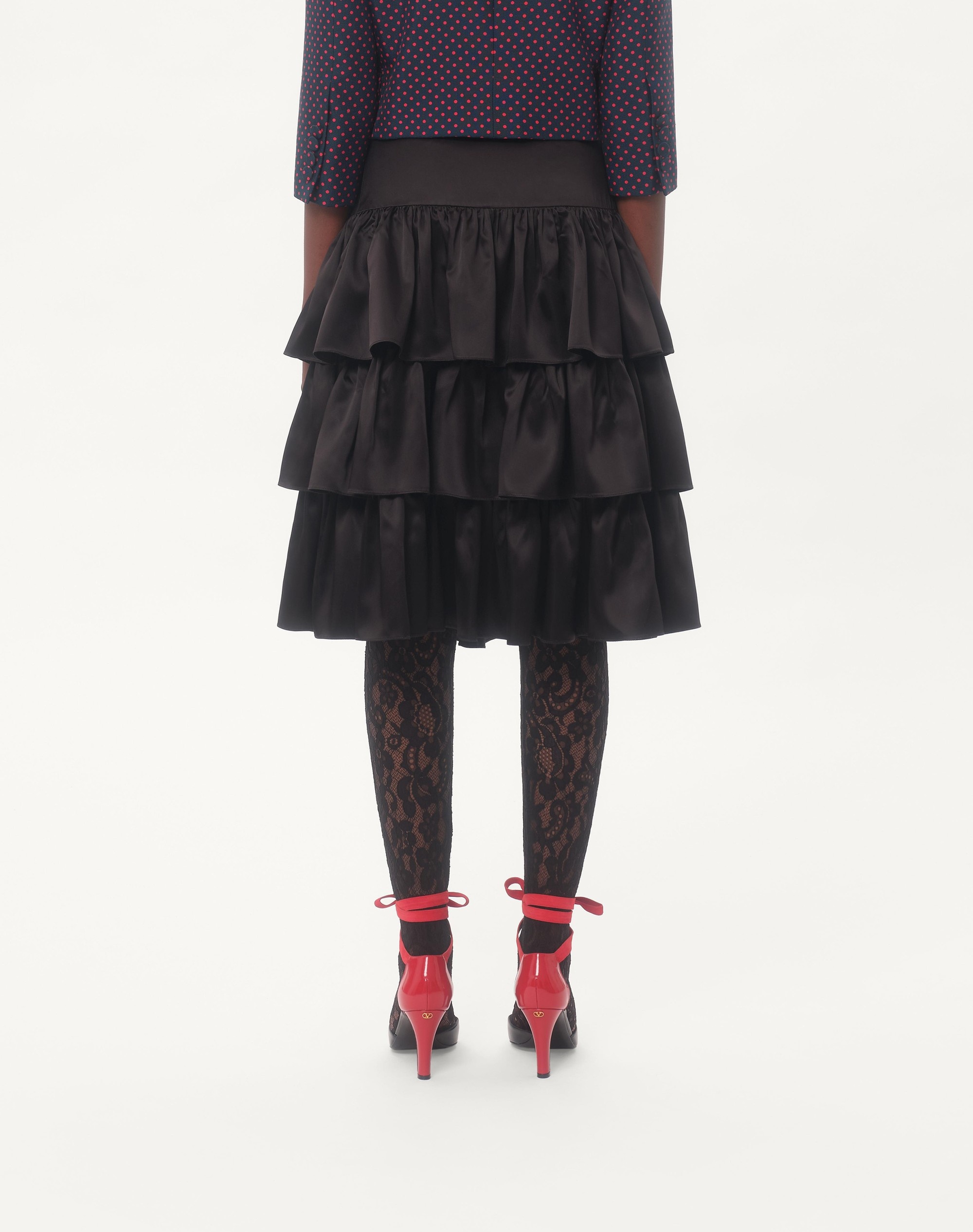 SATIN RUFFLE SKIRT— - 6