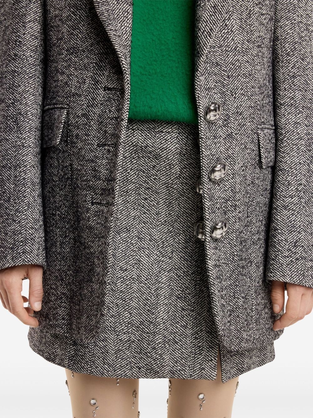 herringbone-pattern wool blazer - 6