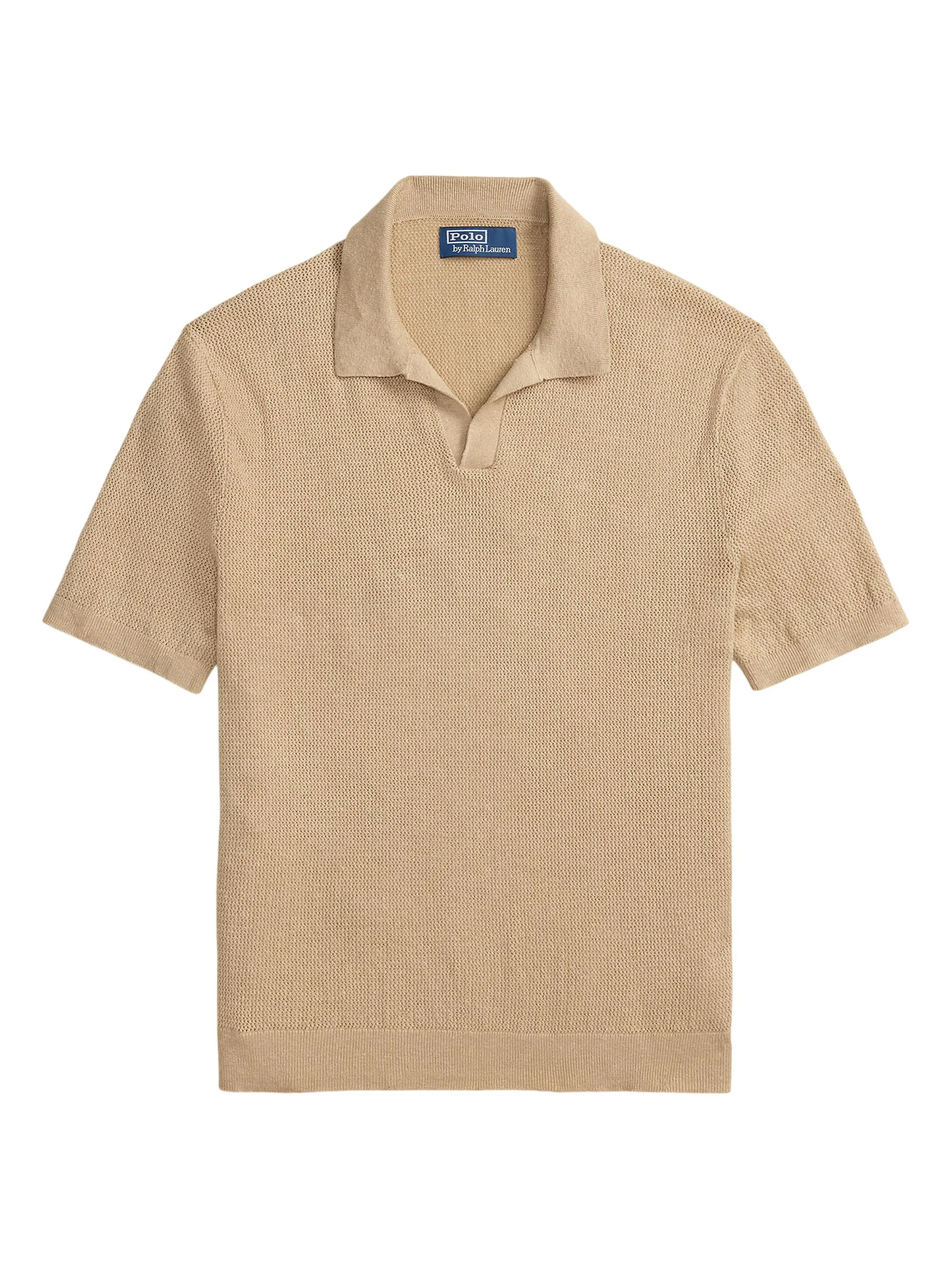 Men's Knit Linen-Blend Polo Shirt - Classic Tan - 1