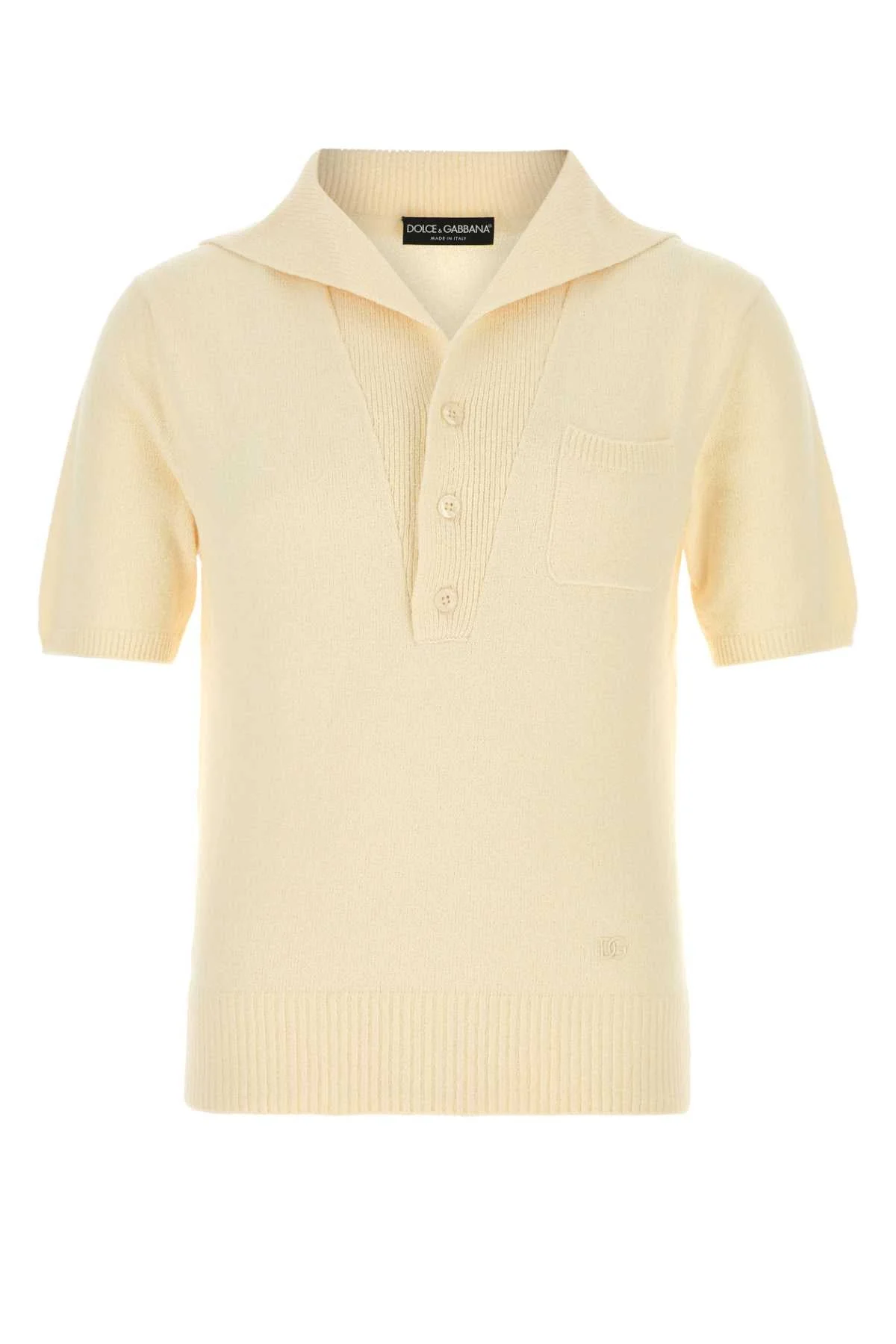 Dolce & Gabbana Men Cream Cotton Blend Polo Shirt - 1
