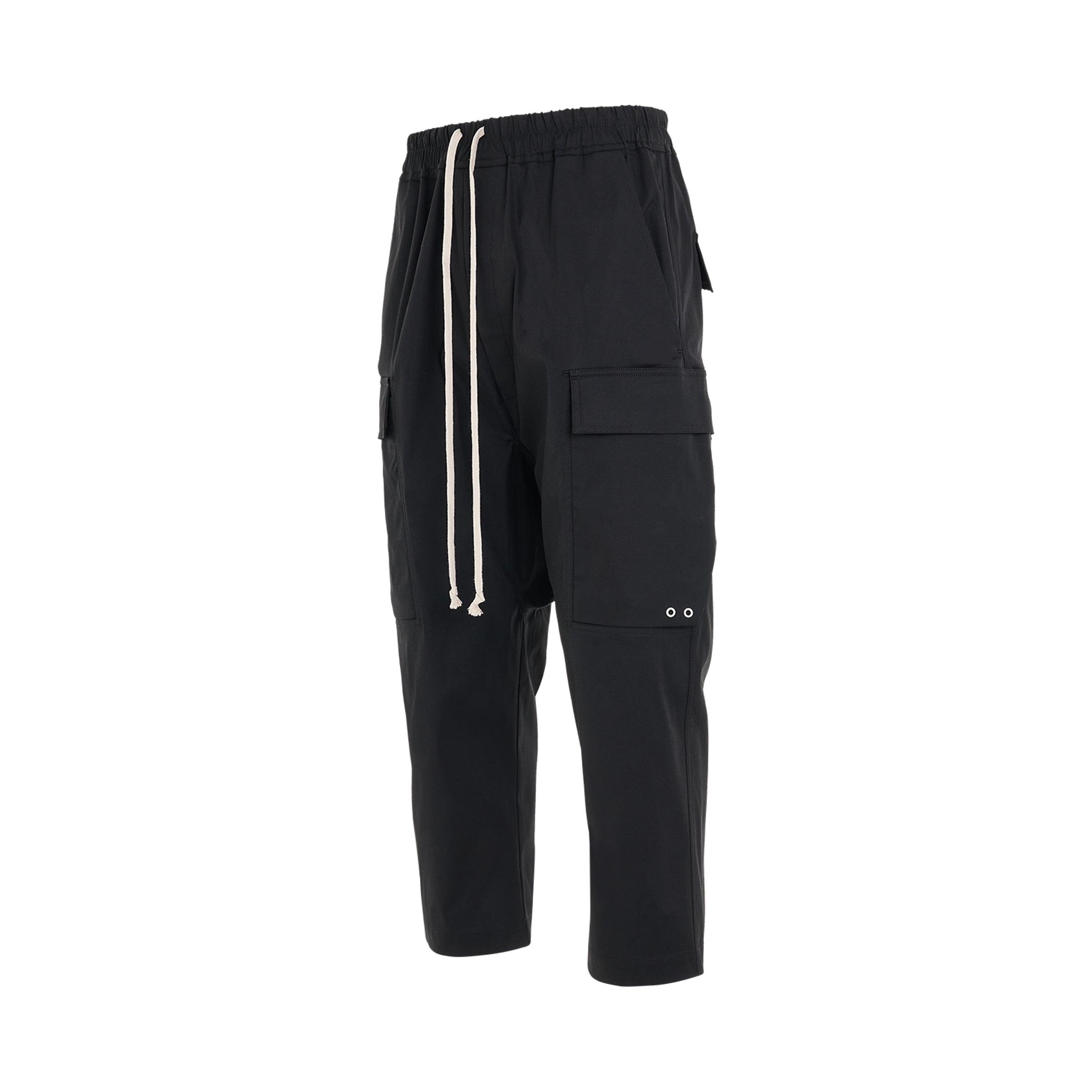 Heavy Cotton Cargo Cropped Pants in Black - 2