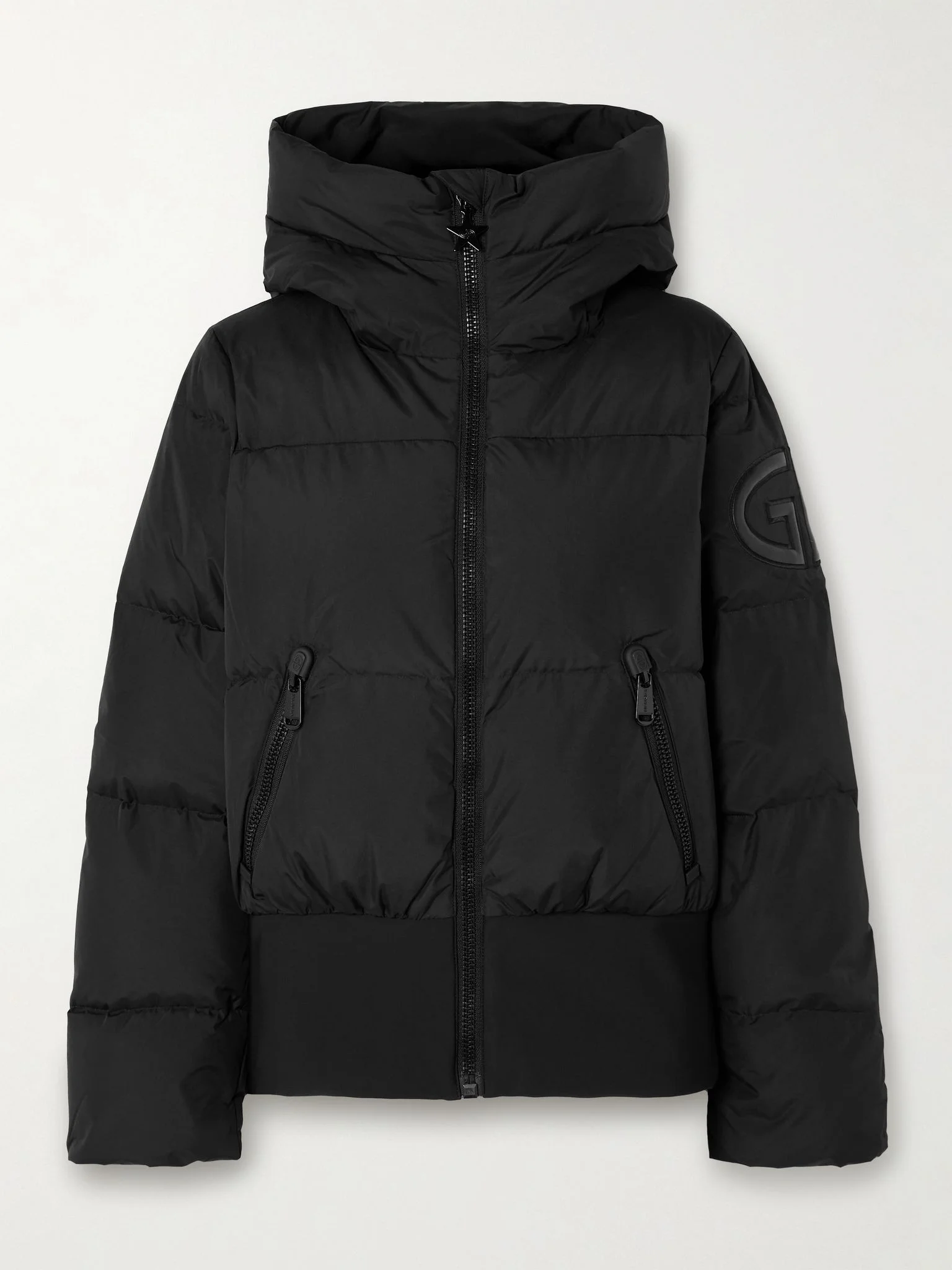 Village hooded quilted down ski jacket Black - 1