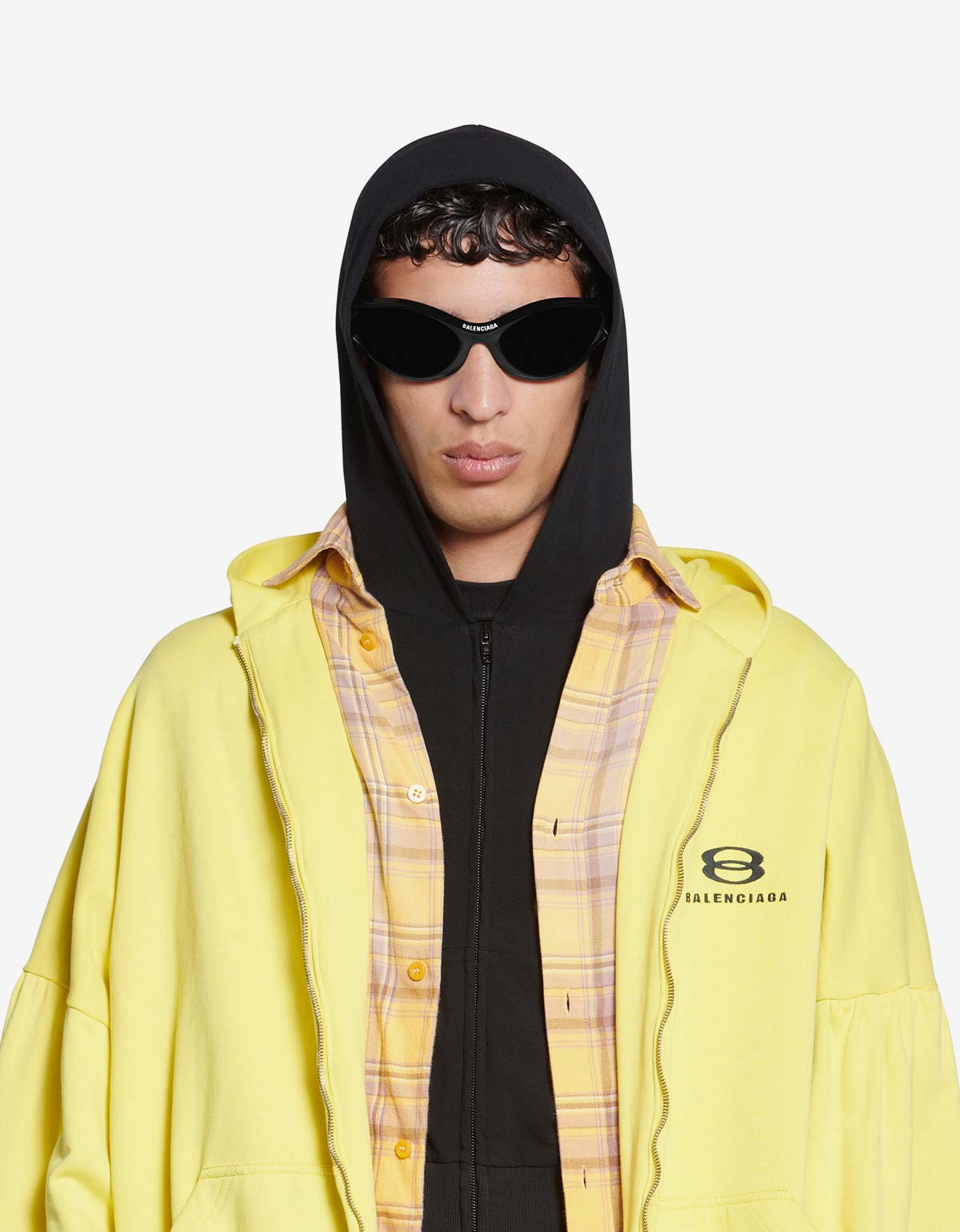Balenciaga Yellow Unity Sports Icon Layered Hoodie - 6