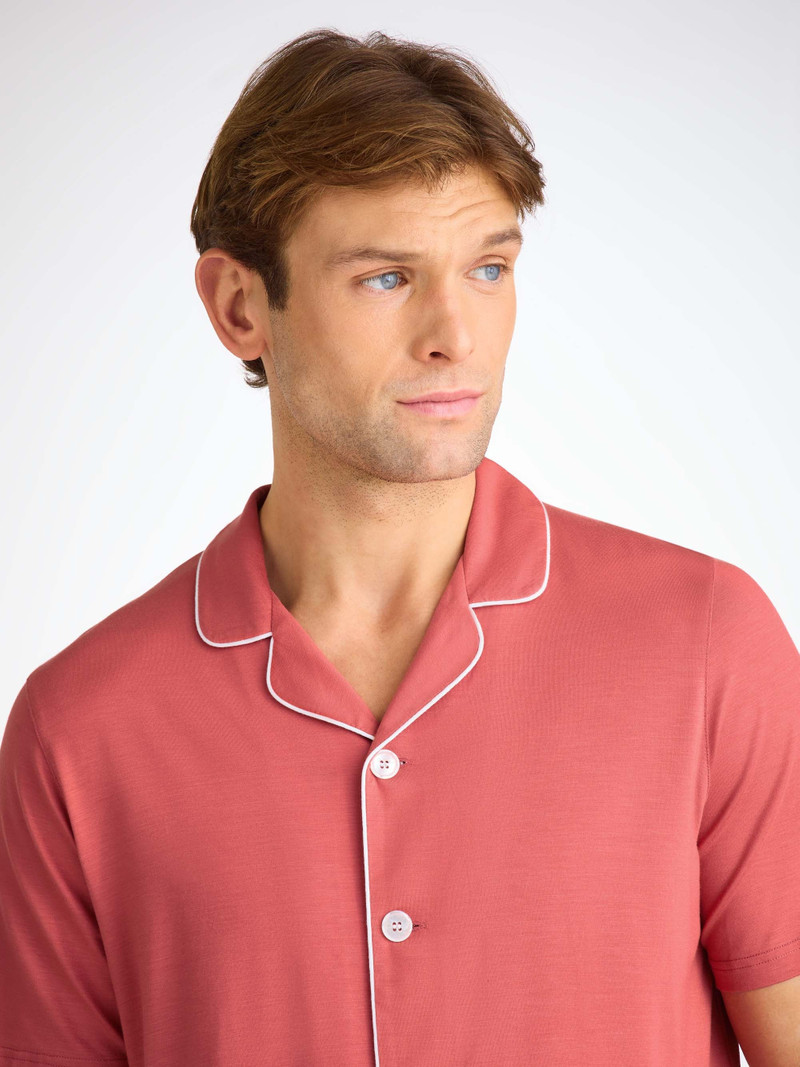 Derek Rose Men's Short Pajamas Basel Micro Modal Stretch Apple Red outlook