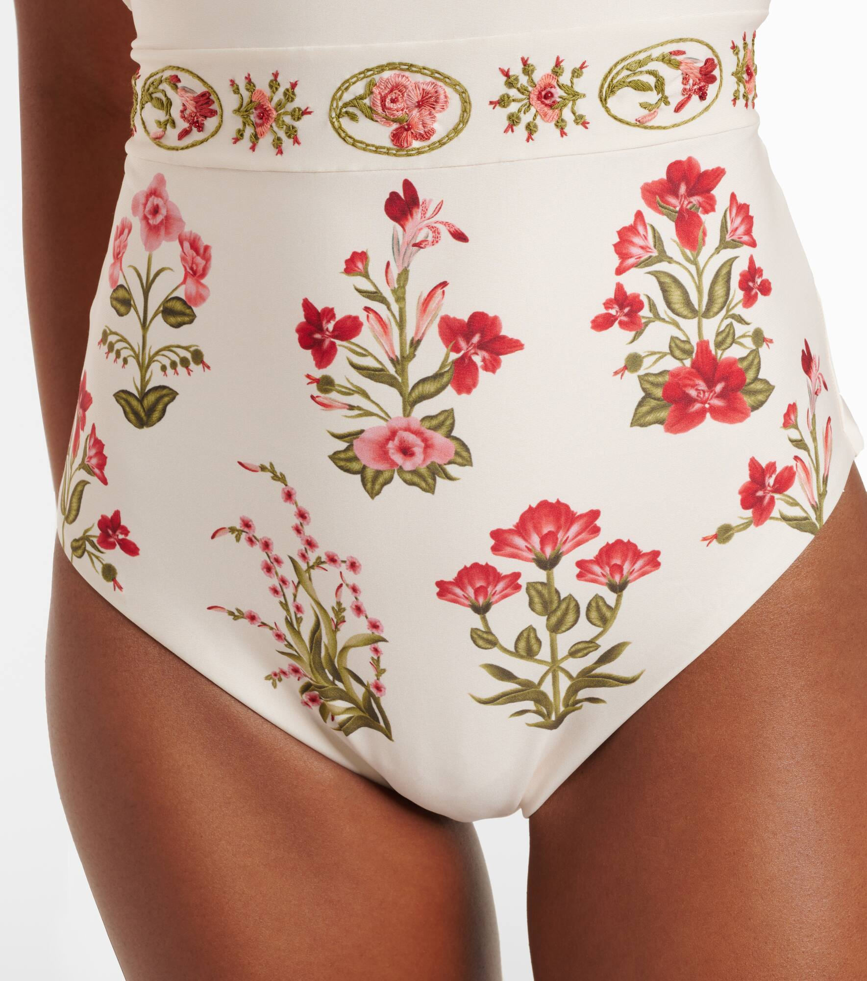 Illusion floral strapless swimsuit - 5