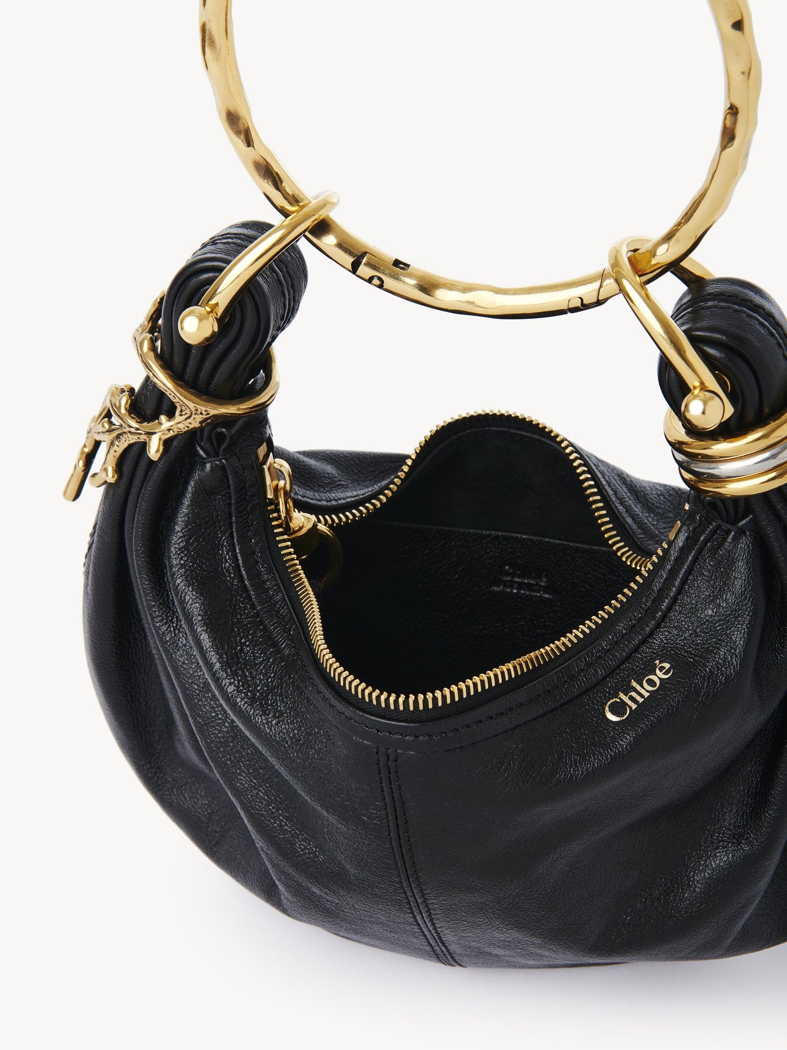MINI BRACELET HOBO BAG IN GRAINED LEATHER - 5