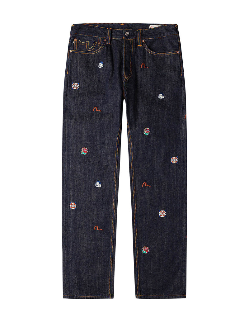 EVISU Allover Brand Embroidery Regular Fit Jeans #2000 outlook