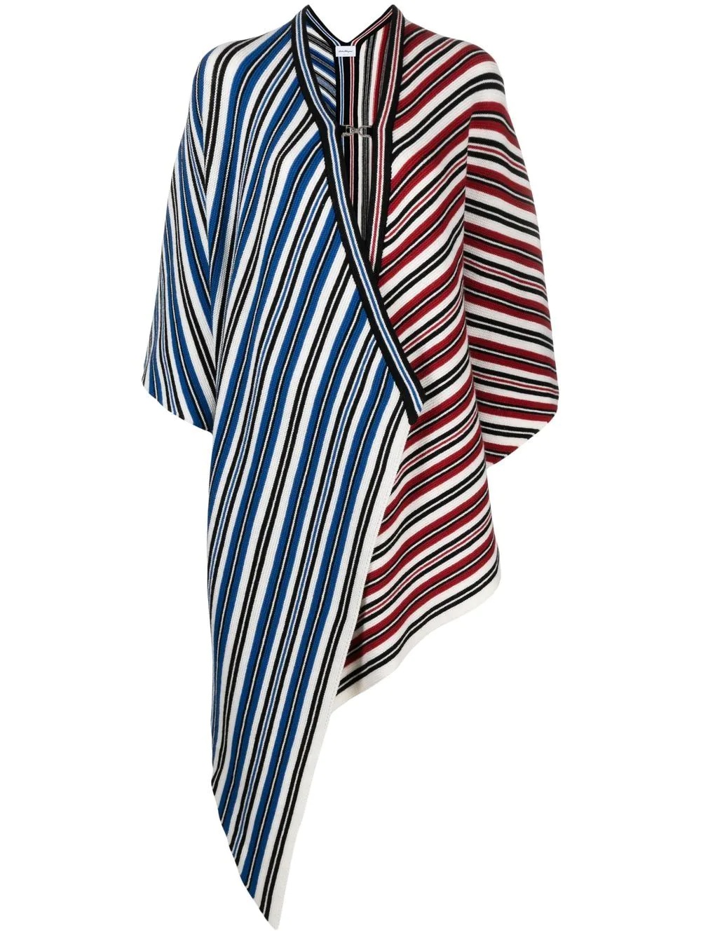 striped knitted poncho - 1