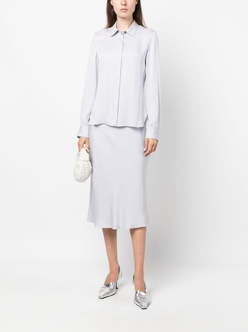 Theory satin-finish silk midi skirt outlook