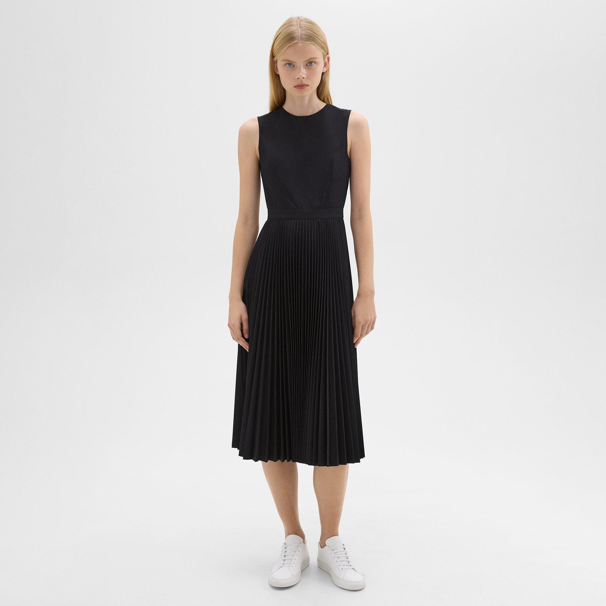 Pleated Midi Dress in Sleek Poplin - 2