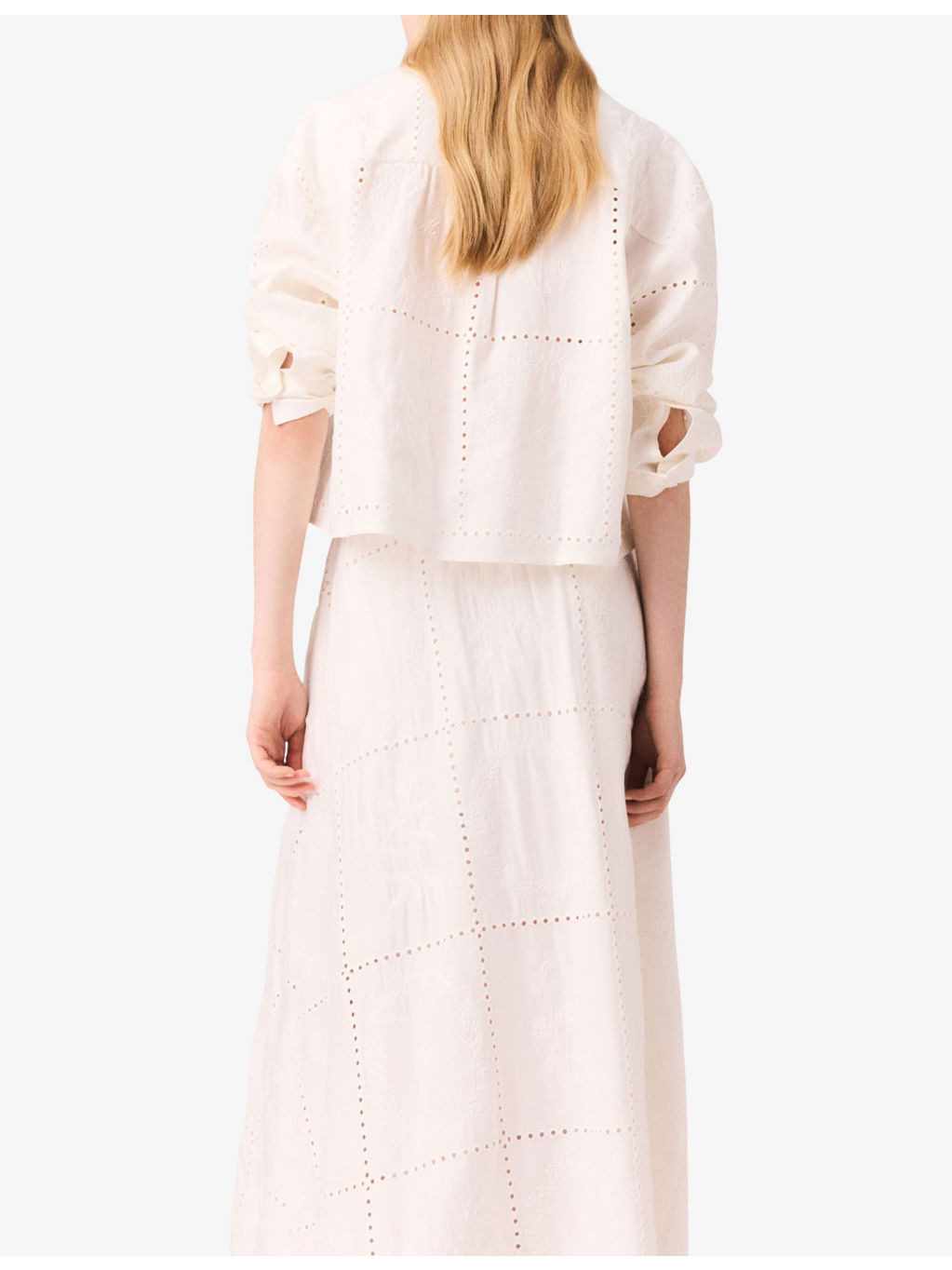 Elasticated-Waist Button-Down Embroidered Linen-Blend Midi Skirt - 4
