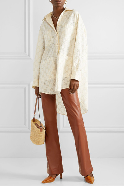 GUCCI GG oversized broderie anglaise cotton-blend shirt outlook