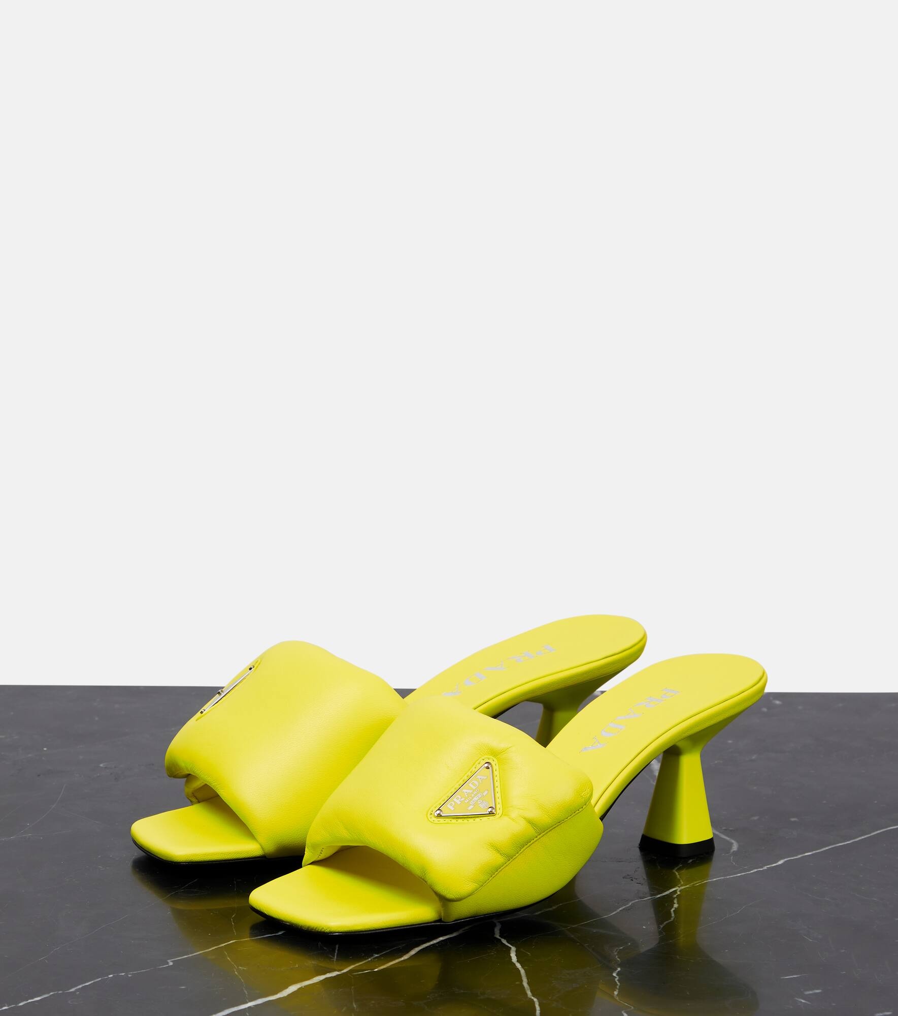 Padded leather mules - 5