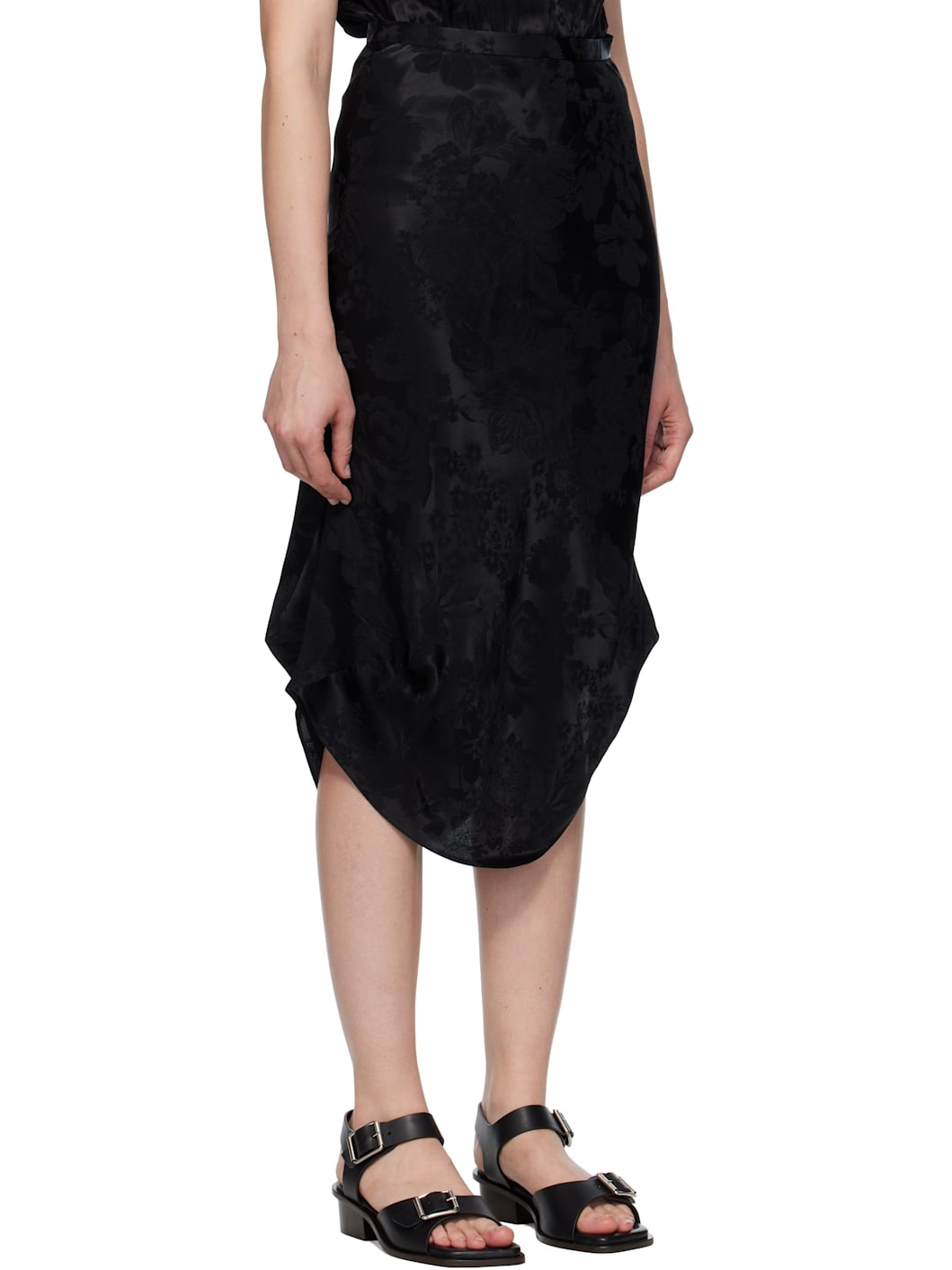 Black Floral Midi Skirt - 2