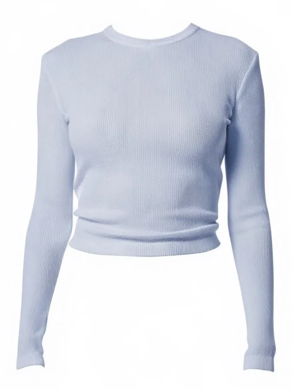 Pilar Waffle Crewneck in Periwinkle - 1
