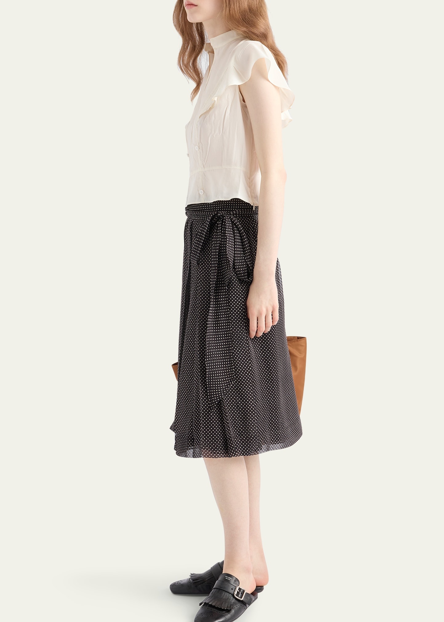 Pleated Chiffon Printed Skirt - 4