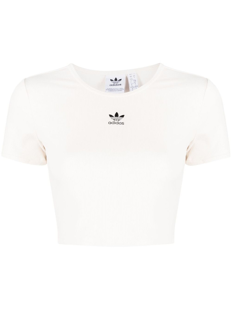 trefoil-embroidered cropped top - 1
