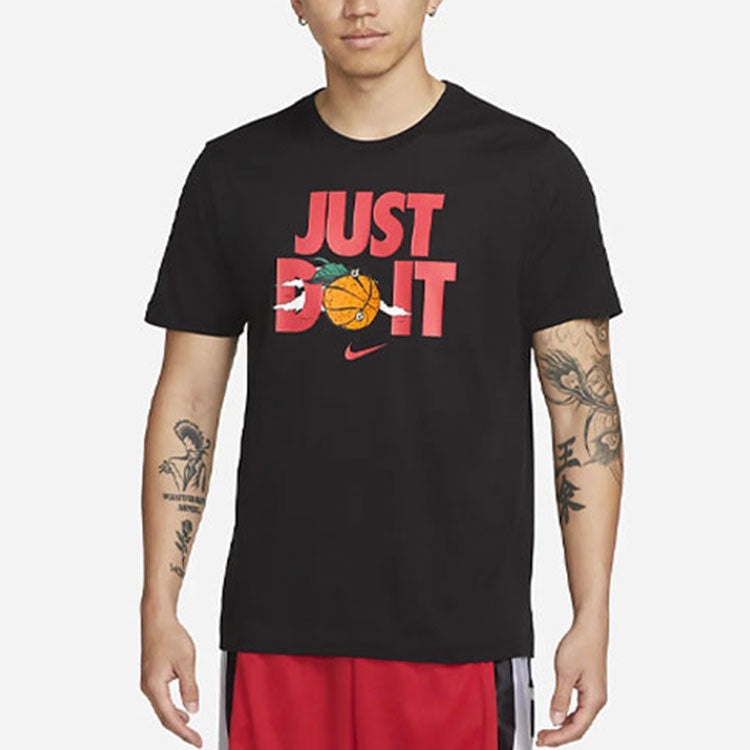 Nike Just Do It Alphabet Printing Round Neck Short Sleeve Black DV1213-010 - 4