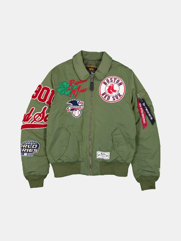 BOSTON RED SOX X ALPHA X NEW ERA MA-1 COLLARED BOMBER JACKET - 1