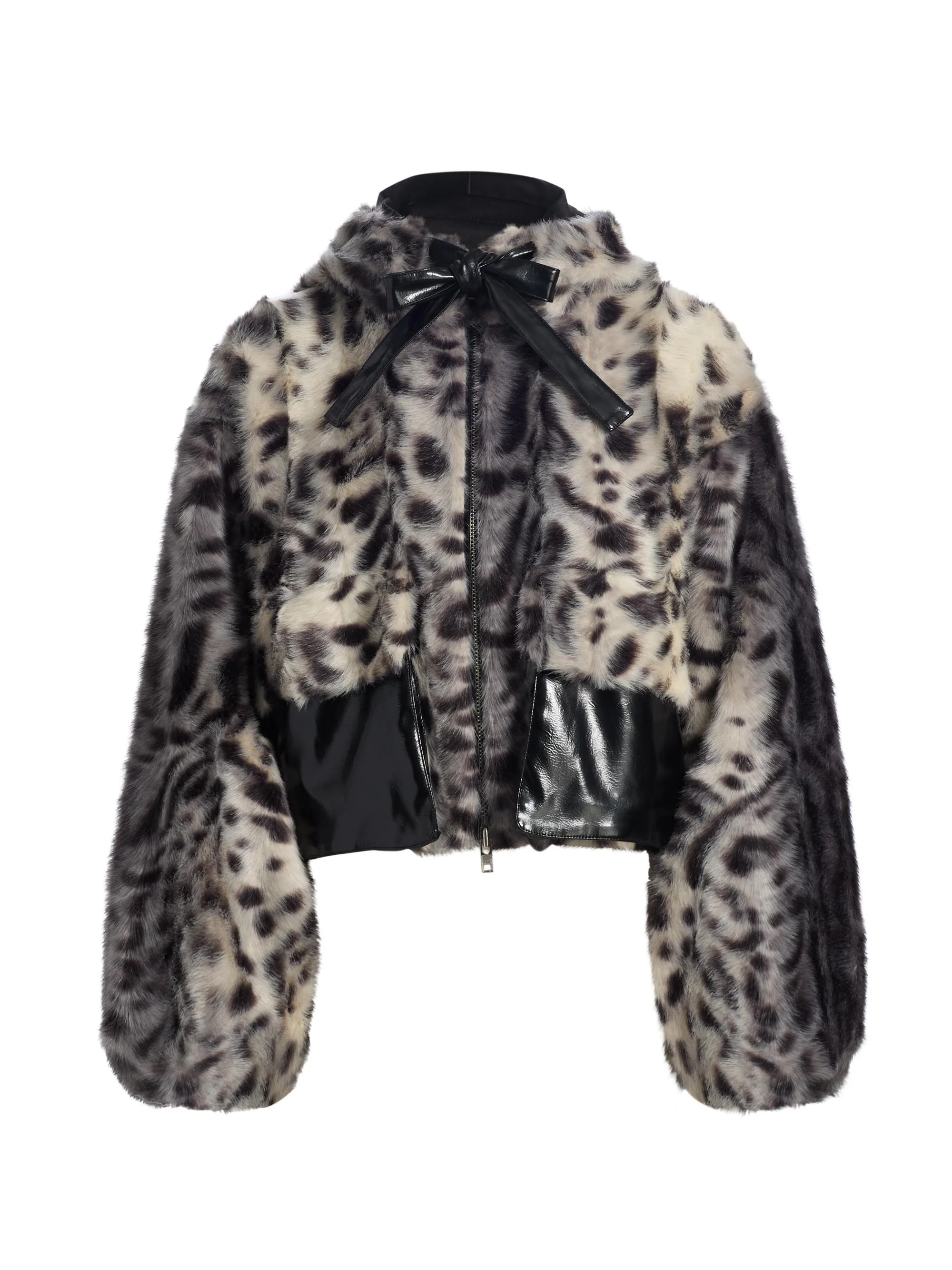 Women's Hesse Leopard-Print Faux-Fur Jacket - Leopard Black And White - 1