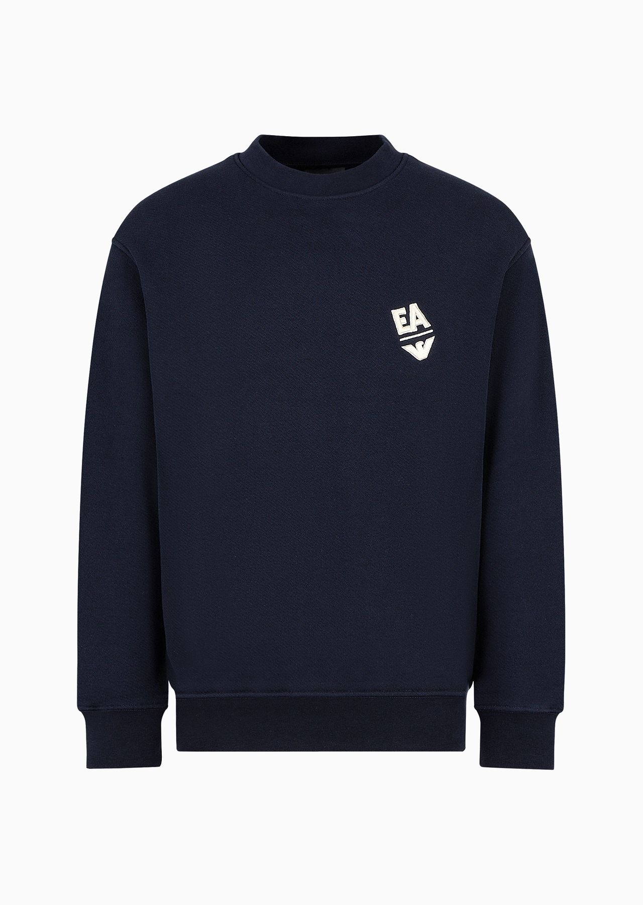 Jersey sweatshirt with diagonal weave and logo embroidery - 1