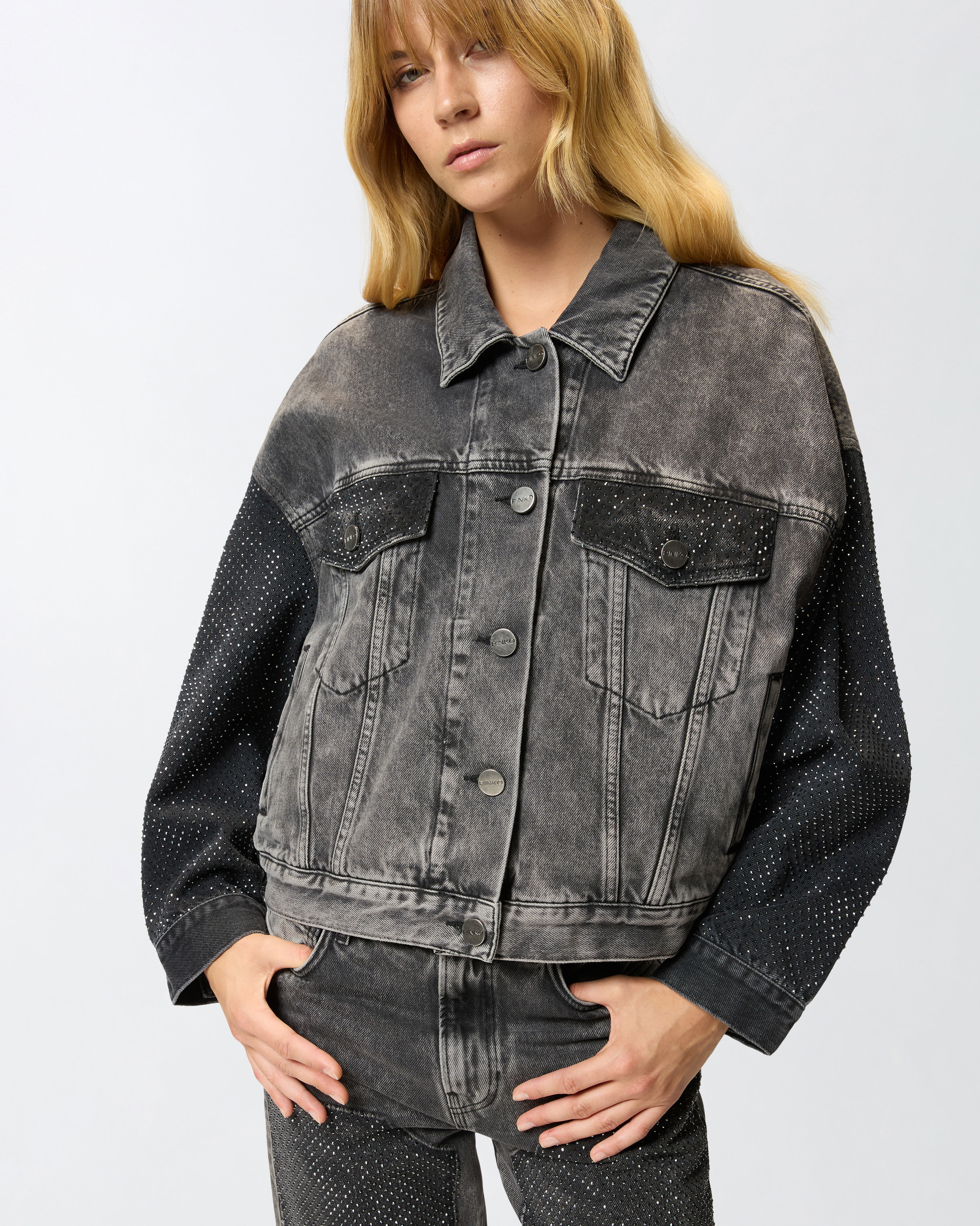 DENIM TRUCKER JACKET WITH MINI STUDS - 5