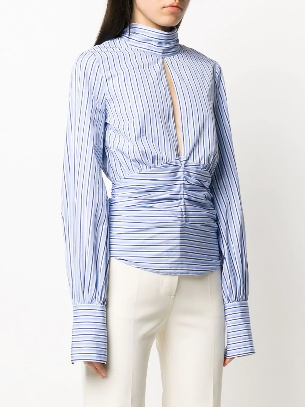 split front striped top - 3