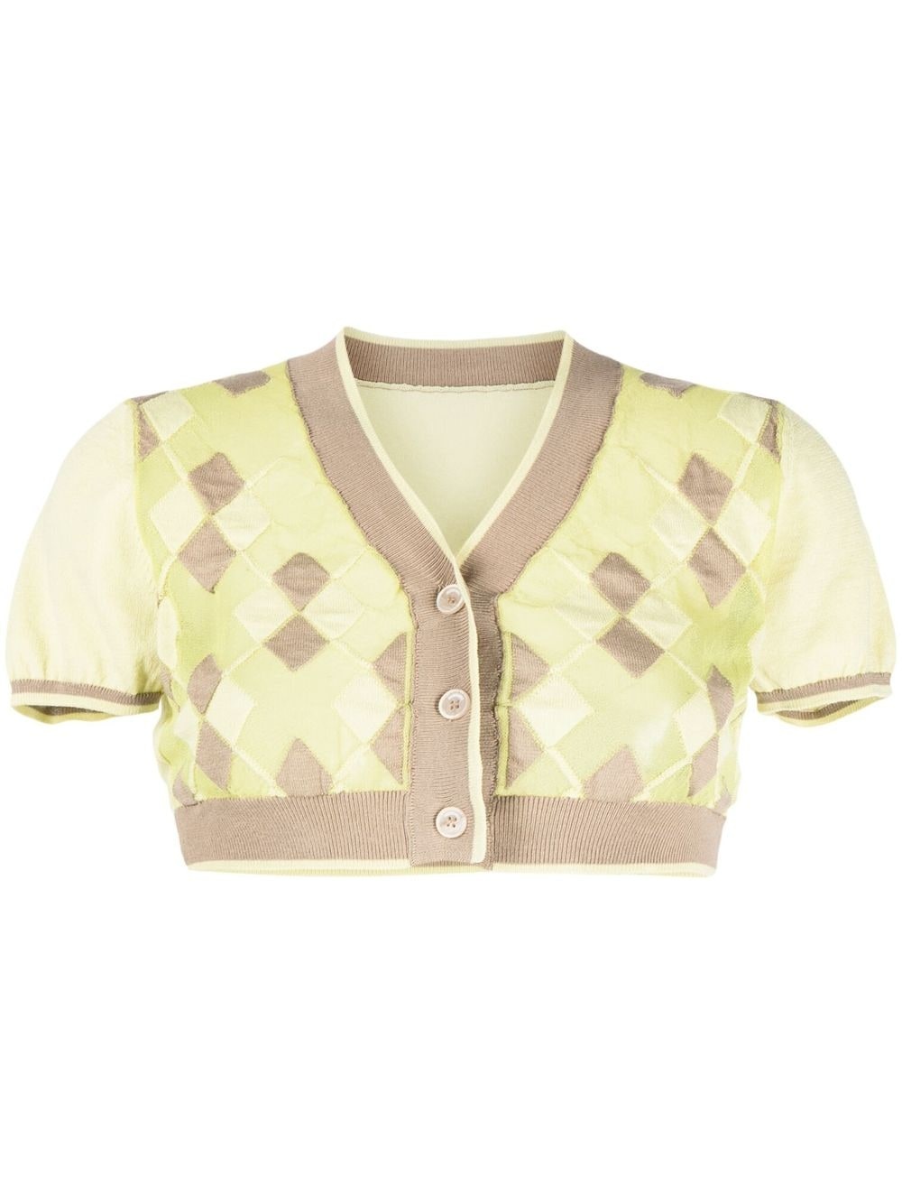 argyle-check-pattern cropped top - 1
