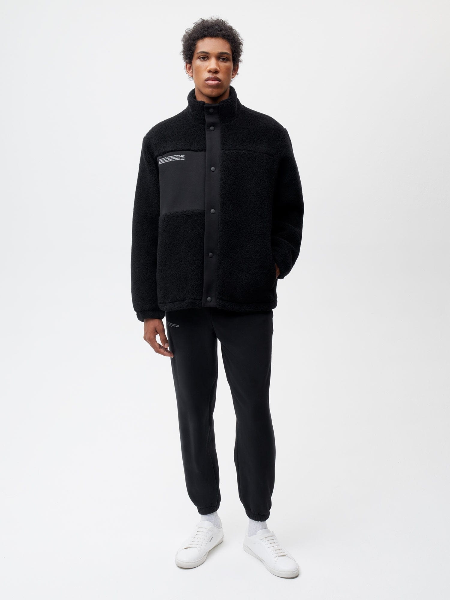 Mens Recycled Wool Fleece Jacket - Black - 4