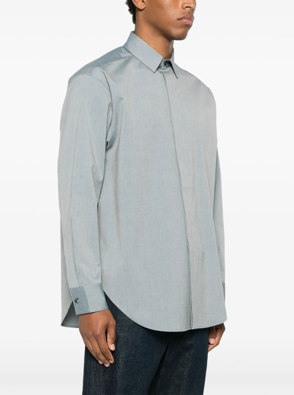 Fear Of God Men Grey Shirt With Classic Collar And Logo Patch On The Rear In Cotton And Wool Blend M - 4