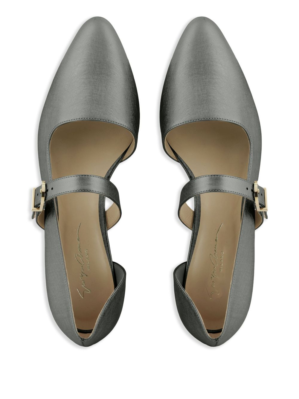 lamé-effect leather ballerina shoes - 4