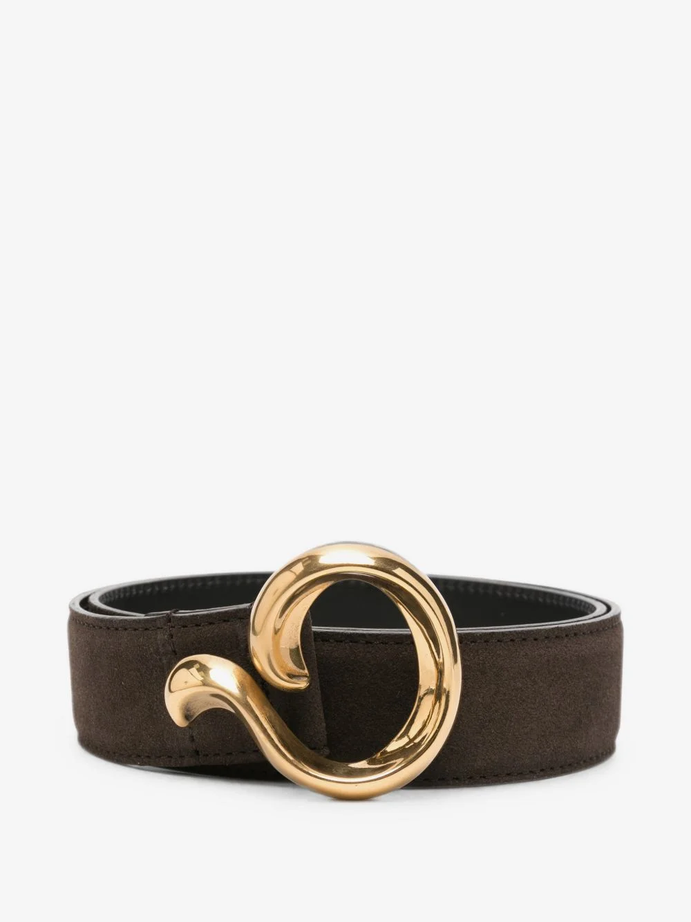 sculptural-buckle suede belt - 1